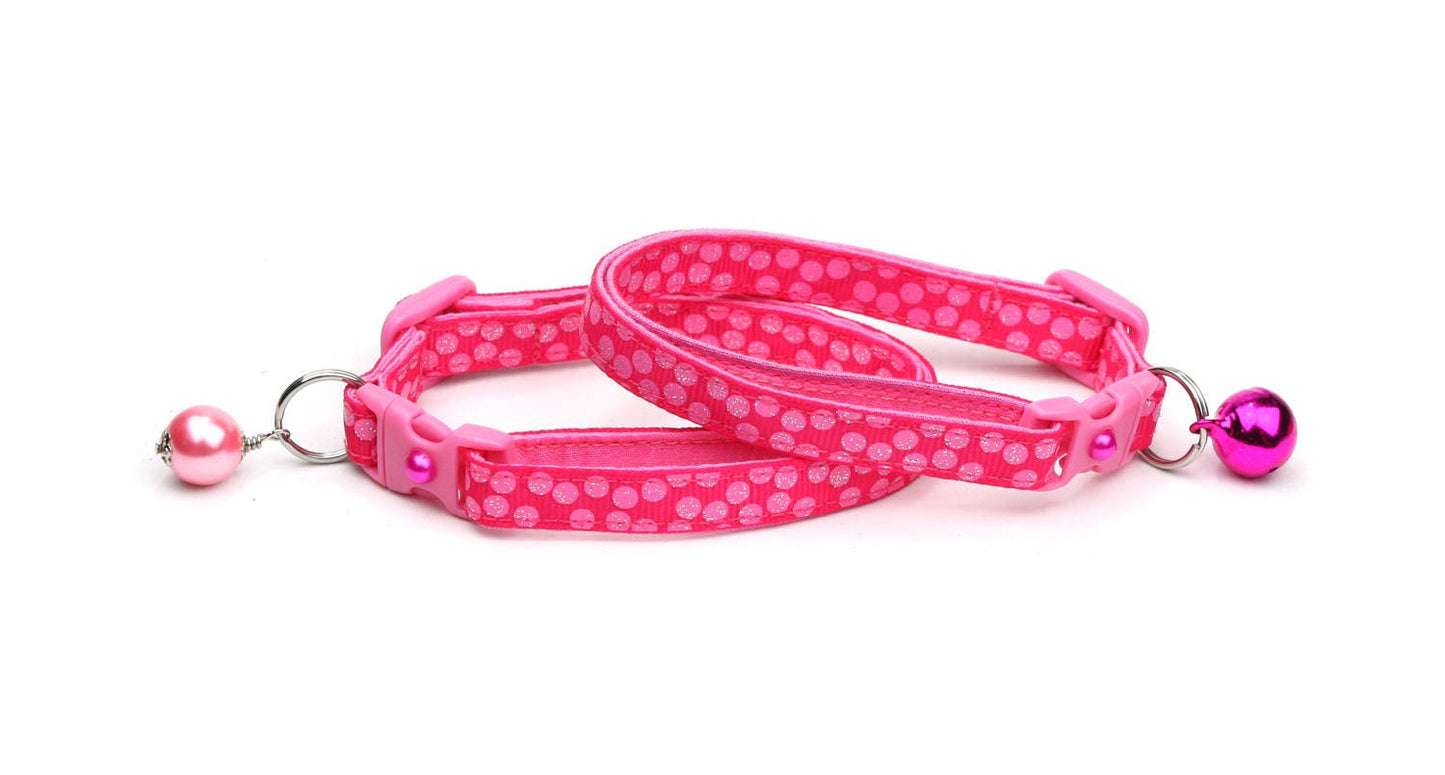 Pink Dots on Bright Pink Cat Collar