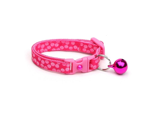 Pink Dots on Bright Pink Cat Collar