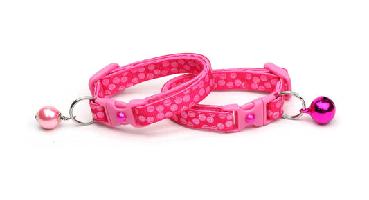 Pink Dots on Bright Pink Cat Collar